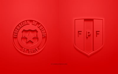 Chile vs Peru, 2019 Copa America, semifinaali, promo, 3d art, 3d logo, punainen tausta, Copa America 2019 Brasilia