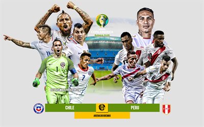 Chile vs Peru, 2019 Copa America, semifinal, fotbollsmatch, Brasilien 2019, fotboll, Arena g&#246;r Gremio