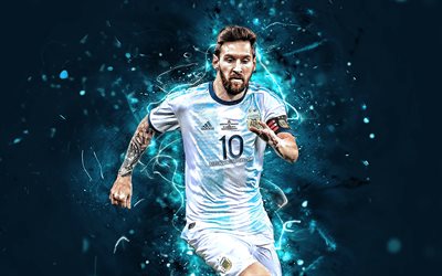 Lionel Messi, Il 2019 la coppa America, Argentina squadra nazionale di calcio, calciatori, arte astratta, Leo Messi, calcio, Messi, Squadra Nazionale Argentina