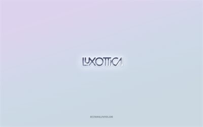 luxottica-logotyp, utskuren 3d-text, vit bakgrund, luxottica 3d-logotyp, luxottica-emblem, luxottica, pr&#228;glad logotyp, luxottica 3d-emblem