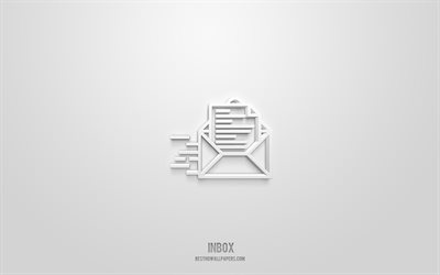 Inbox 3d icon, white background, 3d symbols, Inbox, networks icons, 3d icons, Inbox sign, networks 3d icons