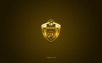 fkフメンヌ, スロバキアのサッカークラブ, 黄色のロゴ, 黄色の炭素繊維の背景, フォーチュンリーグ, フットボール, フメンネー, スロバキア, fkフメンヌのロゴ