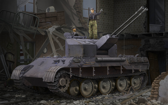 flakpanzer v, مدفع مضاد للطائرات ألماني ذاتي الحركة, الحرب العالمية الثانية, رسومات المعدات العسكرية, 341, ألمانيا