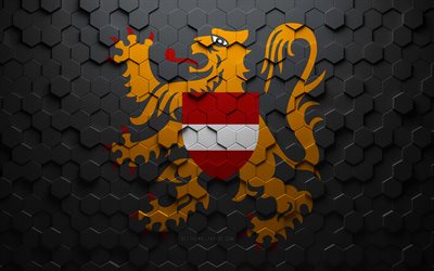 Flag of Flemish Brabant, honeycomb art, Flemish Brabant hexagons flag, Flemish Brabant 3d hexagons art, Flemish Brabant flag