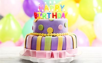 Buon compleanno, torta con le candeline, torta di compleanno, candele