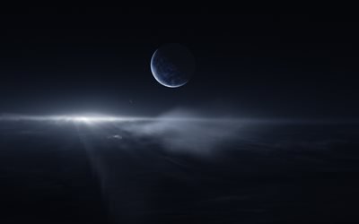 lua, 5k galaxy, nebulosa