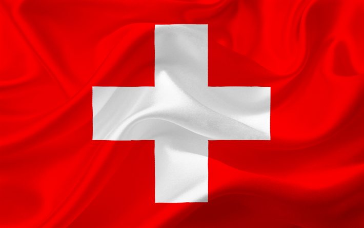 Swiss flag, Switzerland, Europe, Switzerland flag, red silk