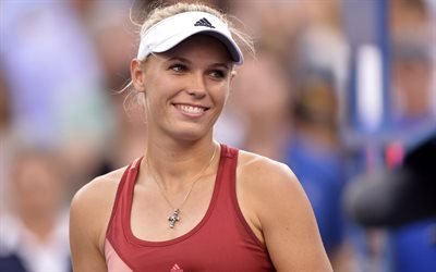 Caroline Wozniacki, Tenis, Danish tennis player, portre, g&#252;l&#252;mseme, WTA