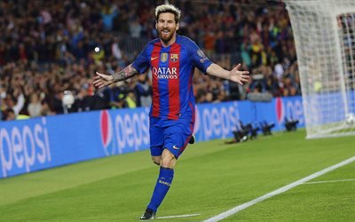 4k, Lionel Messi, goal, football stars, FC Barcelona, soccer, Leo Messi