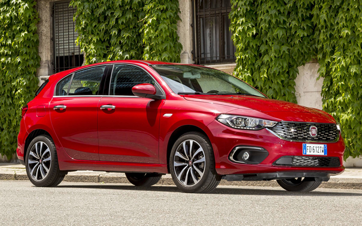 Fiat Tipo, 2017, Hatchback, red Tipo, italian cars, Fiat