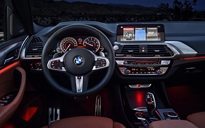 الداخلية, BMW X3, 4k, 2018 السيارات, لوحة القيادة, السيارات الألمانية, BMW