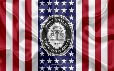 Fort Valley State University Emblem, American Flag, Fort Valley State University logo, Fort Valley, Georgia, USA, Emblem of Fort Valley State University