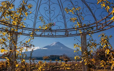 Mount Fuji, Fujisan, volcano, Fuji, Honshu, mountain, autumn, evening, sunset, Japan