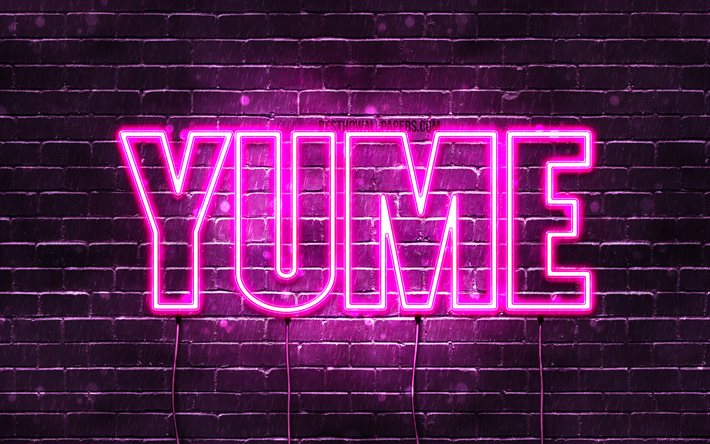Yume, 4k, wallpapers with names, female names, Yume name, purple neon lights, Happy Birthday Yume, popular japanese female names, picture with Yume name