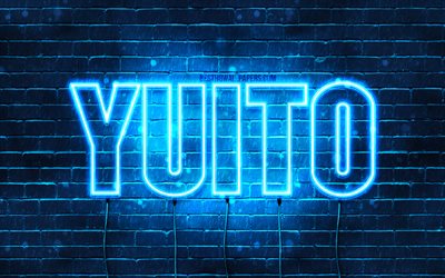 Yuito, 4k, wallpapers with names, horizontal text, Yuito name, Happy Birthday Yuito, popular japanese male names, blue neon lights, picture with Yuito name