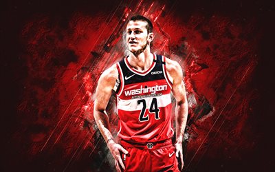 Garrison Mathews, NBA, Washington Wizards, red stone background, American Basketball Player, portrait, USA, basketball, Washington Wizards players