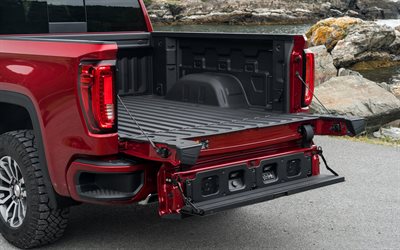 2020, GMC Sierra 1500 AT4, exterior, rear view, red pickup truck, new red Sierra 1500 AT4, american cars, GMC
