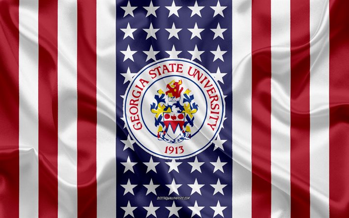 Georgia State University Emblem, American Flag, Georgia State University logo, Athens, Georgia, USA, Emblem of Georgia State University