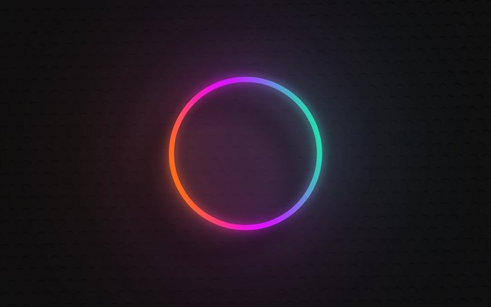 multicolored circle on black background, neon circle, gradient light circle, creative circles background