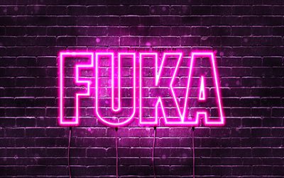 Fuka, 4k, wallpapers with names, female names, Fuka name, purple neon lights, Happy Birthday Fuka, popular japanese female names, picture with Fuka name