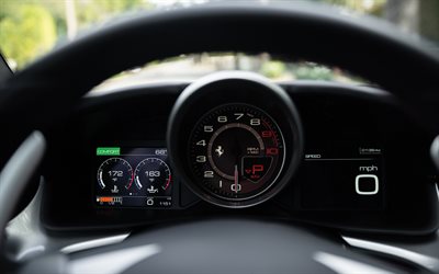 Ferrari GTC4Lusso, interior, painel frontal, velocímetro, dashboard, supercar, Italiana de carros esportivos, Ferrari