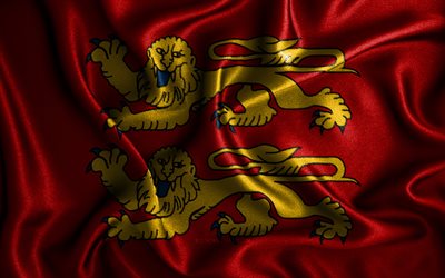 normandie-flagge, 4k, seidenwellenflaggen, franz&#246;sische provinzen, flagge der normandie, stoffflaggen, tag der normandie, 3d-kunst, normandie, europa, provinzen von frankreich, normandie 3d-flagge, frankreich