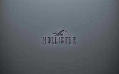 Hollister logo, gray creative background, Hollister emblem, gray paper texture, Hollister, gray background, Hollister 3d logo