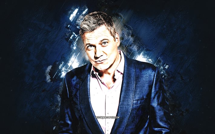 Holt McCallany, American Actor, Grunge Art, Blue Stone Background, Popular Actors