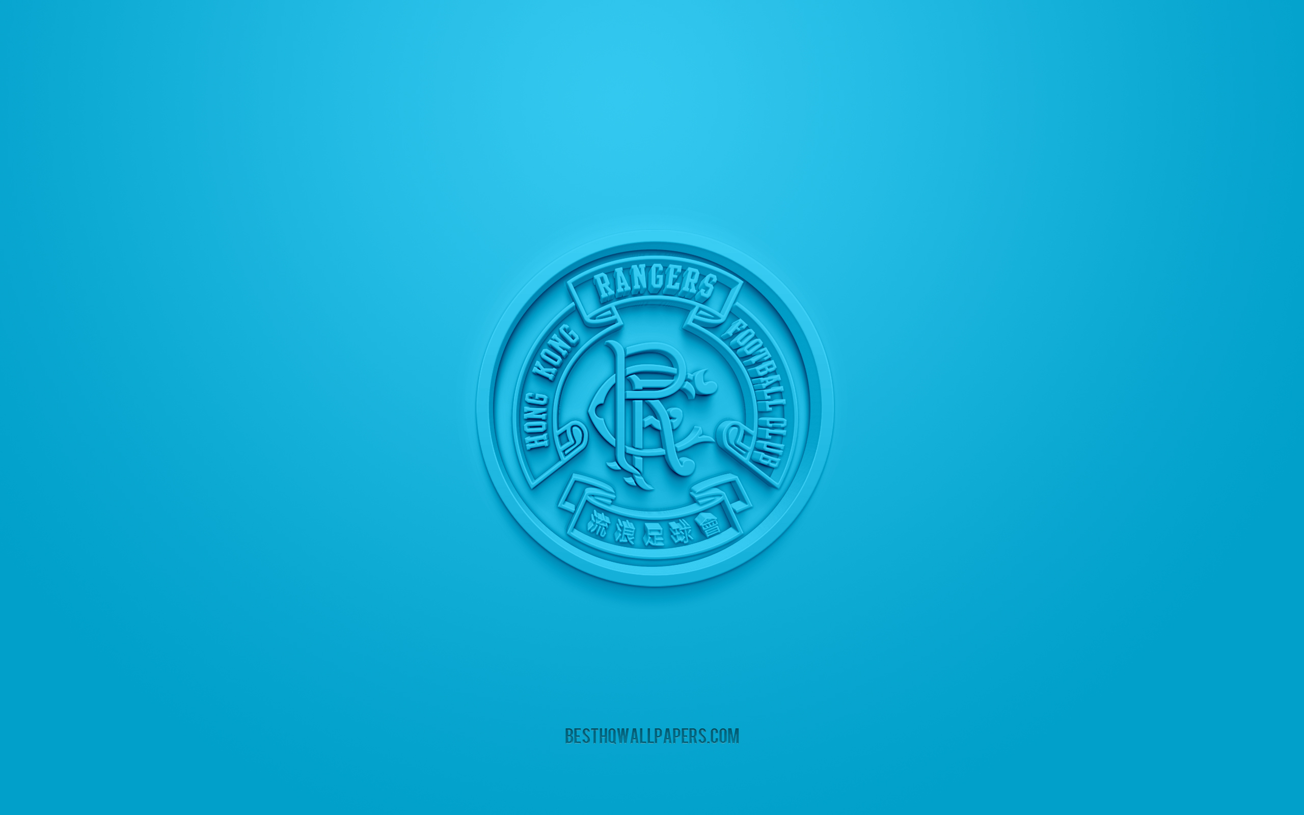 Download wallpapers Hong Kong Rangers FC, creative 3D logo, blue ...