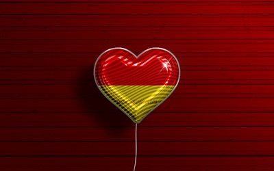 Rakastan Paderbornia, 4k, realistiset ilmapallot, punainen puinen tausta, saksalaiset kaupungit, Paderbornin lippu, Saksa, ilmapallo lipulla, Paderborn, Paderbornin päivä