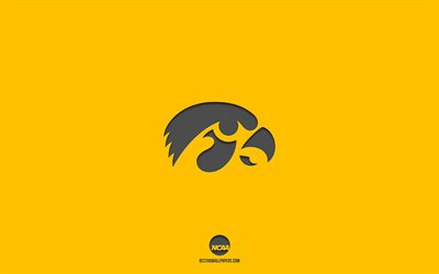 Iowa Hawkeyes, sarı arka plan, Amerikan futbol takımı, UConn Huskies amblemi, NCAA, Iowa, ABD, Amerikan Futbolu, Iowa Hawkeyes logosu