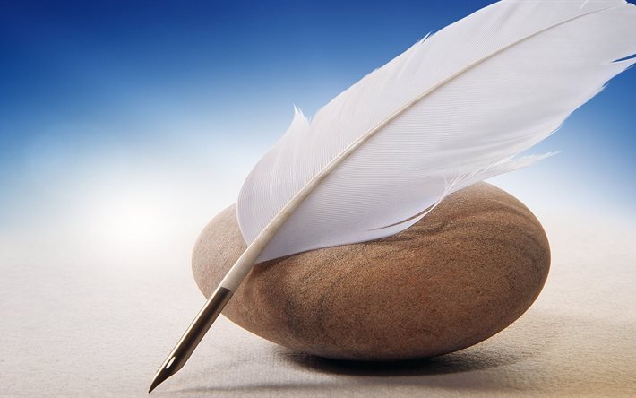 pen, feather pen, stone, other, widescreen