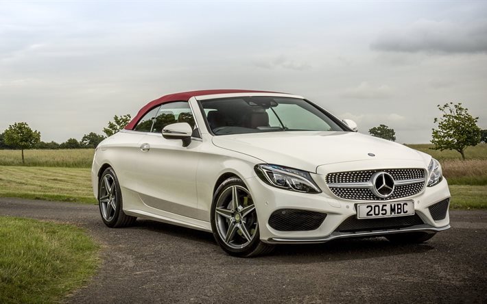 c220, mercedes-benz, cabriolet, 2017, diesel, c-klasse, wei&#223;, coupe, mercedes, cabrio