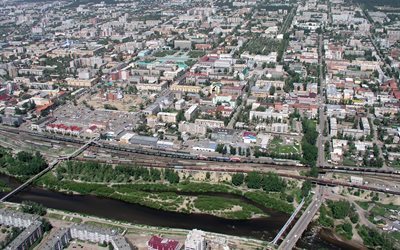 edificio, ciudad, vista desde la parte superior, panorama, chita, zabaykalsky krai