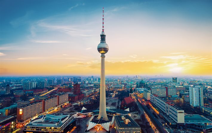 germania, capitale, la torre della tv, citt&#224;, berlino, torre della televisione di berlino