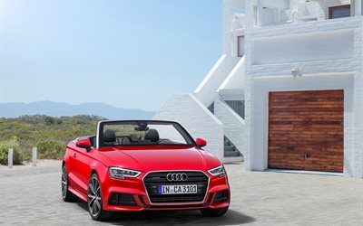 2017, audi, red, cabriolet, convertible
