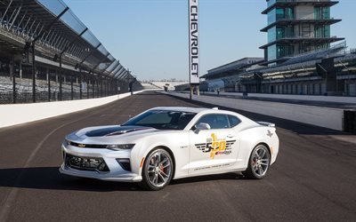indy 500, 2016, pace car, white, chevrolet camaro, 2017, track