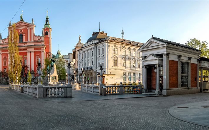 inkomst, ljubljana, staden, slovenien, arkitektur, byggnader
