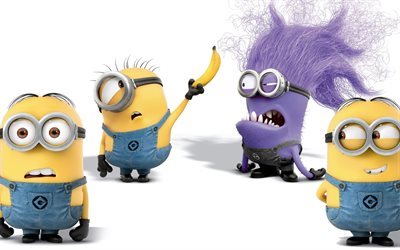 Minions, Kevin, Bob, Stewart, purple minion, Despicable Me 2