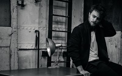 daniel radcliffe, guys, actor, celebrity, black and white photo