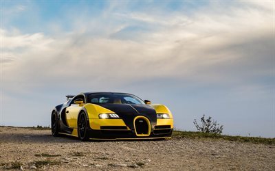 Bugatti Veyron, 16 4, hipercarro, supercar, amarelo Veyron, amarelo Bugatti, Oakley Design
