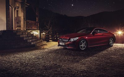 Mercedes-Benz C-Class, 2016, dark red C-Class, sedan