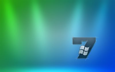 seven, logo, abstract background, windows 7