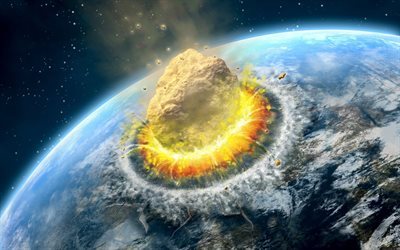 météorite, explosion, la fin du monde, la terre