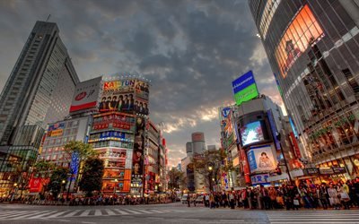 4k, Tokyo, street, stadsbilder, HDR, Asien, Japan