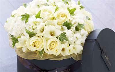 eustoma, wedding bouquet, white flowers, white eustoma, bridal bouquet