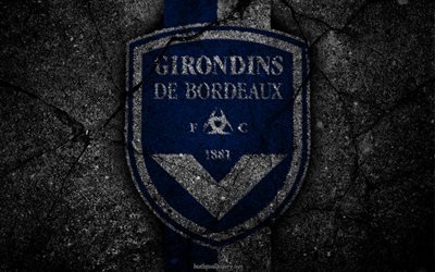 Bordeaux, logo, art, Liga 1, soccer, football club, Ligue 1, grunge, FC Bordeaux