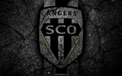 Angers, logo, art, Liga 1, soccer, Angers SCO, football club, Ligue 1, grunge, FC Angers