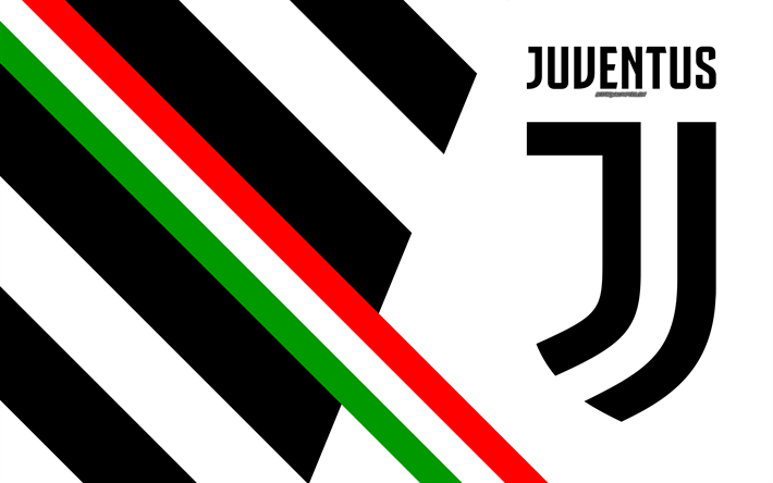 La Juventus FC, 4k, italiano, club de f&#250;tbol, el nuevo logotipo, la abstracci&#243;n, blanco, fondo negro, nuevo emblema, de la Serie a, Italia, Tur&#237;n, de la Bandera de Italia, el f&#250;tbol, la Juve