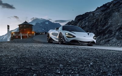 Novitec McLaren 570S, 2018, 4k, front view, evening, white supercar, tuning, new white 570S, British luxury sports cars, McLaren